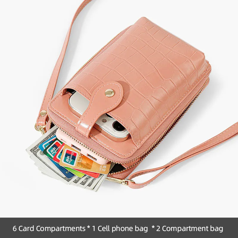 Stone Pattern Design Phone Pocket Shoulder Bag For Women Pu Leather  Female Crossbody Bags Ladies Large Capacity Messenger Purse