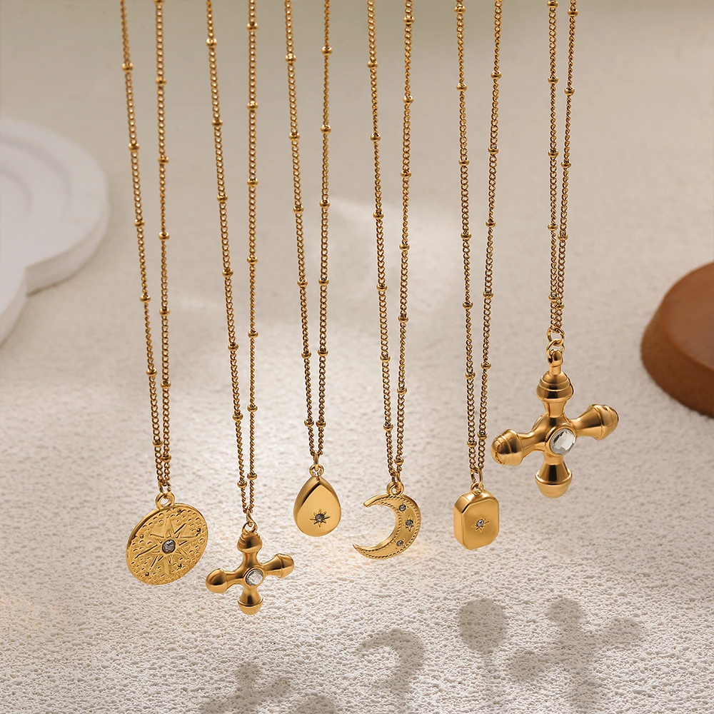 Ожерелье с подвеской в виде толстого креста стиле ретро