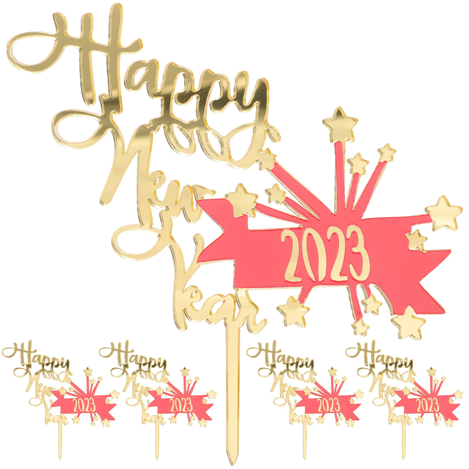 

Cake New Year Topper Picks Party Decor Cupcake Decoration Muffin Happy Dessertdecorative Prime