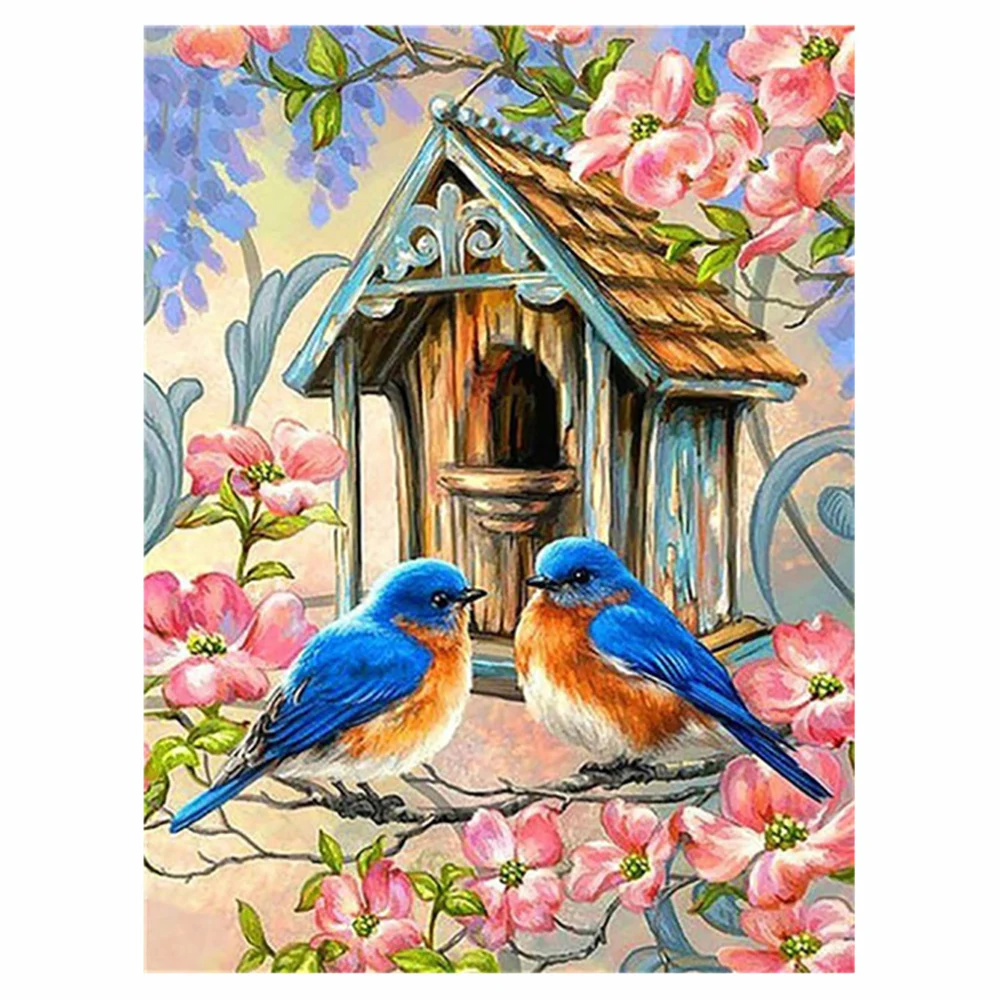 

Яркая Алмазная картина YI, птицы в цветах, DIY Искусство ручной работы, подарок, вышивка на холсте, домашний декор