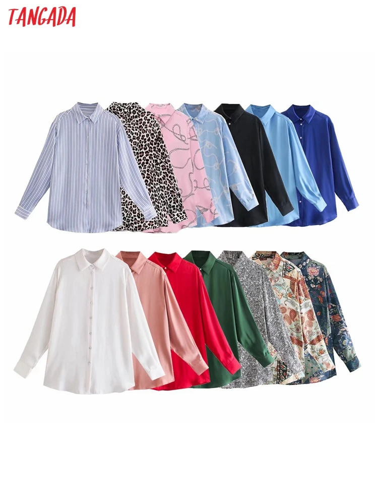 

Блузка Женская атласная оверсайз с длинным рукавом, 6X04