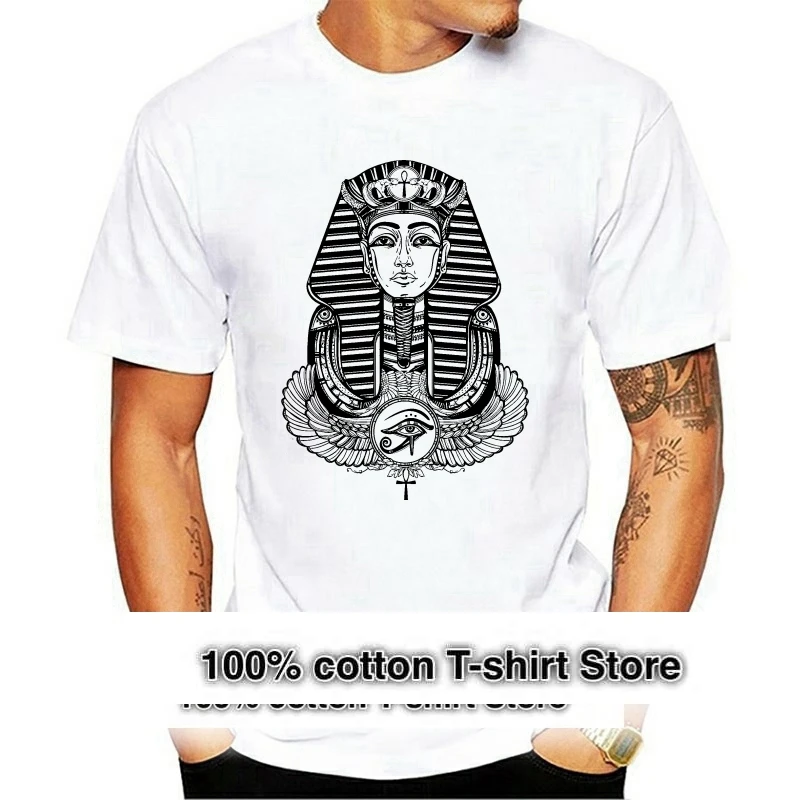 

Egyptian Pharoah With Winged Ankh Symbol Mens T-Shirt - Egypt Pagan