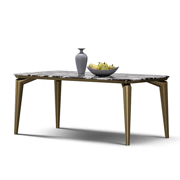 Европейский роскошный обеденный стол с мраморной столешницей минималистичный