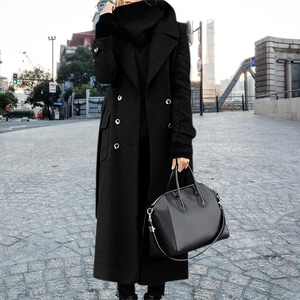 Женское пальто двубортный кардиган с отложным воротником куртка длиной до