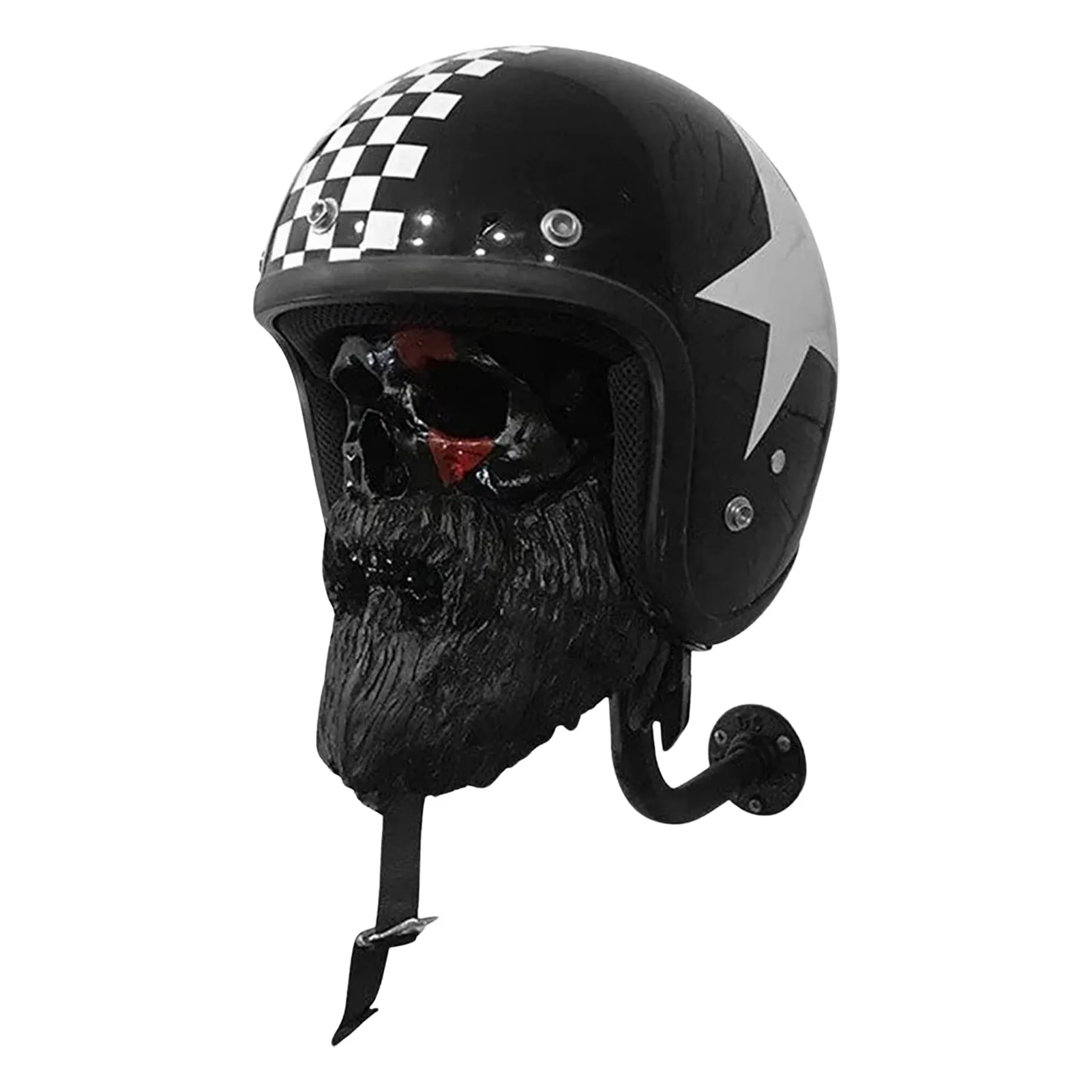 

Motorcycle Helmet Rack Helmet Holder Skull With Beard-Helmet Rack Wall Mount Helmet Display Stand Luggage Hook Jacket Hanger