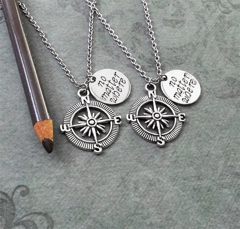 

2022 New Anchor Compass Necklace English Lettering Couple Pendant Accessories Necklace