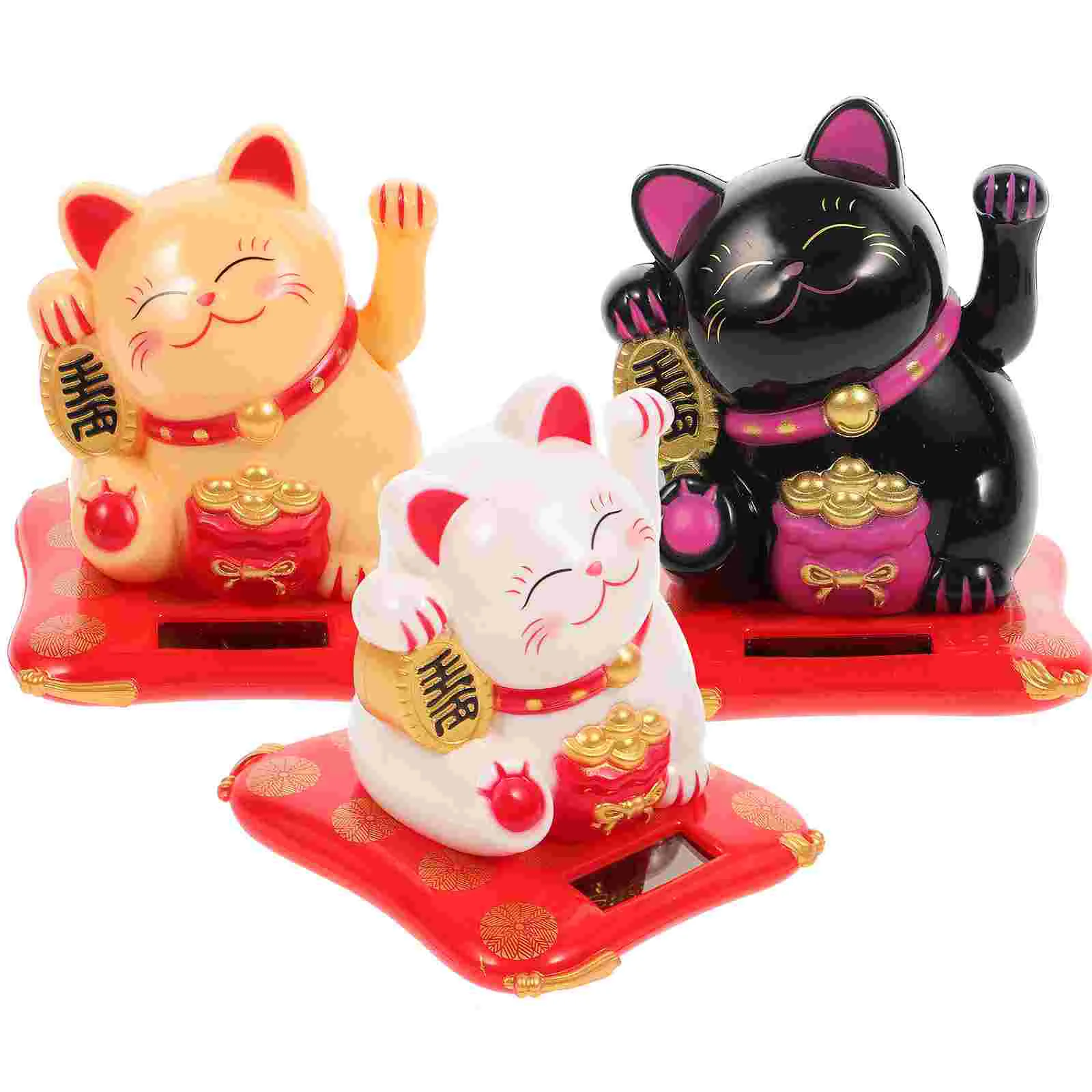 

3 Pcs Ornament Waving Crafts Mascot Figurine Tabletop Decor Japandi Car Figurines Statues Ornaments Adornment