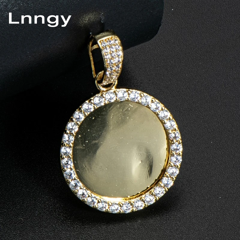 

Lnngy Halo CZ фото Очаровательная Подвеска для женщин мужчин 14K ТВЕРДОЕ желтое золото настроить свое собственное изображение ювелирные изделия п...