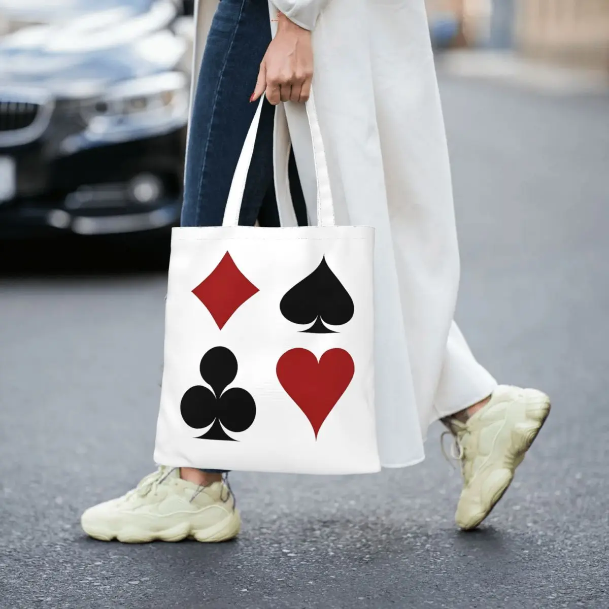 Playing Cards Suit Totes Canvas Handbag Women Canvas Shopping Bag