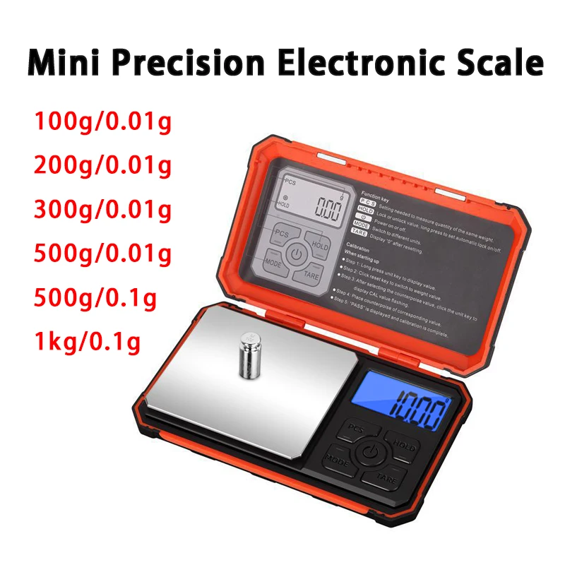 

Digital Electronic Scale Portable Pocket Precision Balance Scale Kitchen/Jewelry LCD Weighing Tool with 10g Calibration Weight