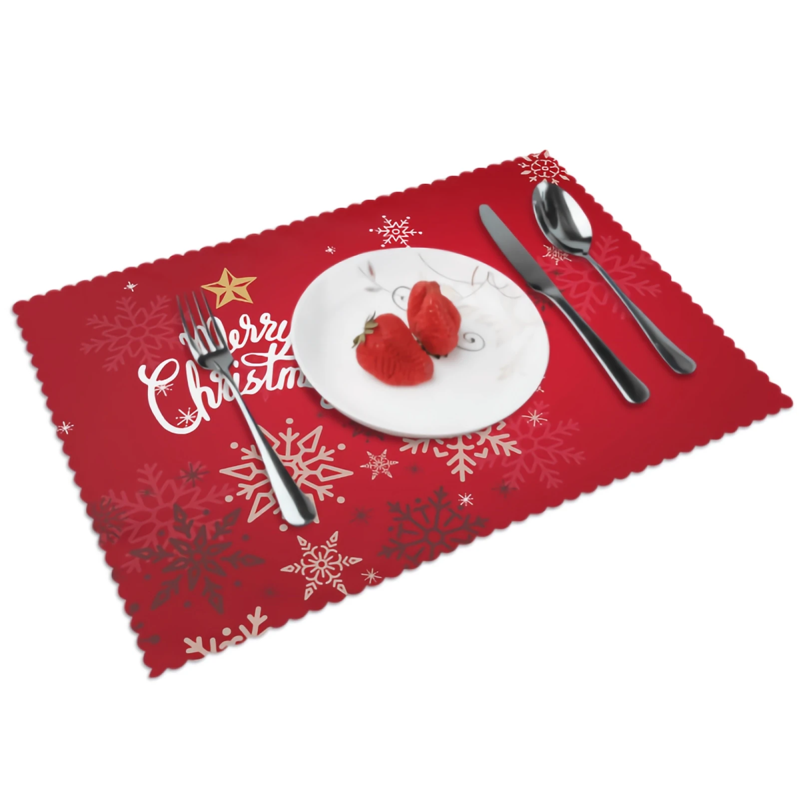 

Merry Christmas Placemats for Dining Table 12 x 18 inches Heat Resistant Table Placemats Set of 4 for Kitchen Dining Table