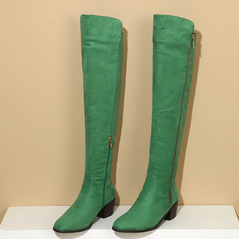 2023 new spring antumn women long boots plus size 22.5-28cm pu upper side zippers over-the-knee boots high heels women shoes