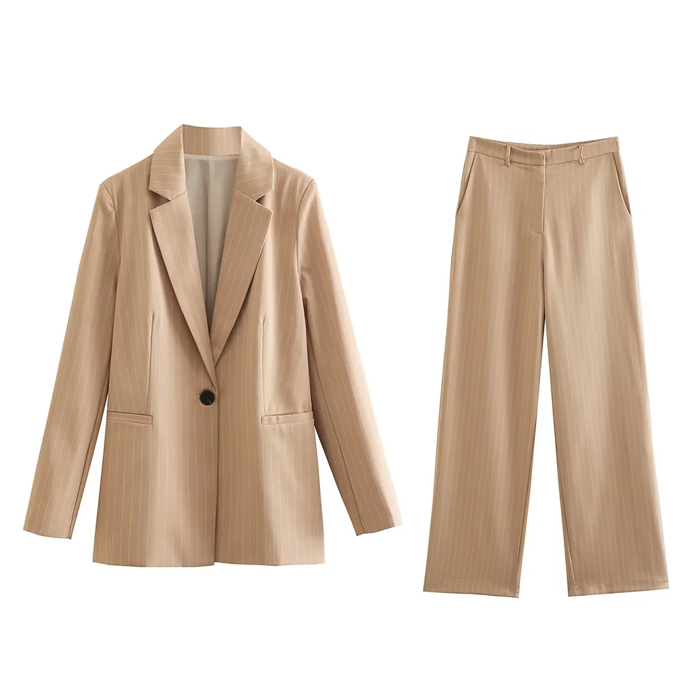 

DiYiG Women's 2022 New Fashion Striped Single Button Casual Blazers Suits Mid-length Loose Jacket Female Outerwear Chic Mujer