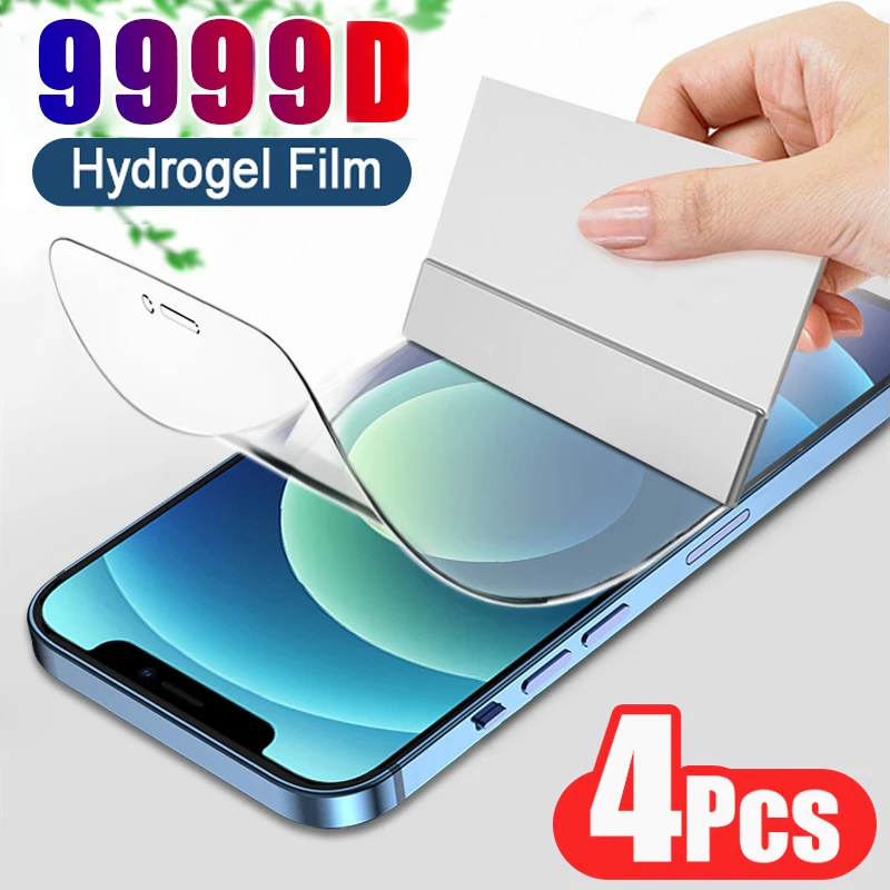

4PCS Full Cover Hydrogel Film On The For iPhone 11 12 13 Pro Max For iPhone 6 7 8 Plus X XS XR XS MAX 11 12 13 Screen Protector