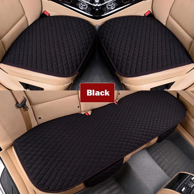 

Flax Car Seat Cover Front Rear Linen Fabric Cushion Breathable Protector Mat Pad Universal Auto Interior Styling Truck SUV Van