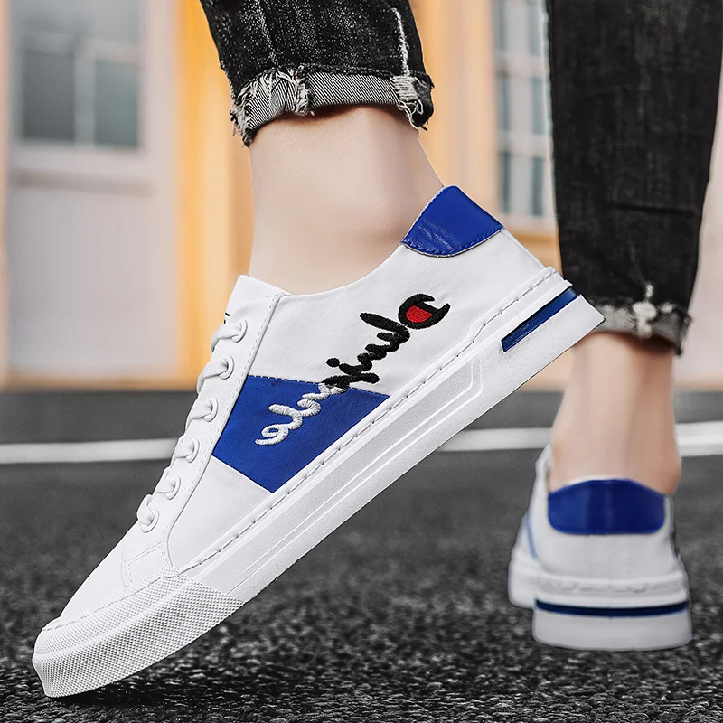 Summer Fashion Embroidery Low-cut Mens Skateboard Sneakers Breathable Flat Sports Shoes For Man Waterproof Men Skateboard Shoes