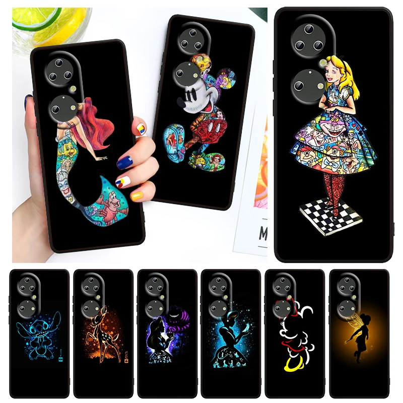 

Minnie Mickey Mouse Princess For Huawei P50 P40 P30 P20 Lite 5G Pro Nova 5T Y9S Y9 Prime Y6 2019 Black Soft Cover Phone Case