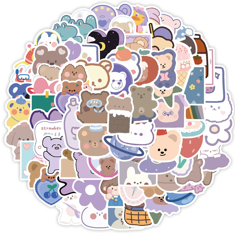 

10/30/50PCS Cartoon Cute Bear Graffiti Waterproof Sticker Creative Trend Personality Decoration Refrigerator SkateboardWholesale