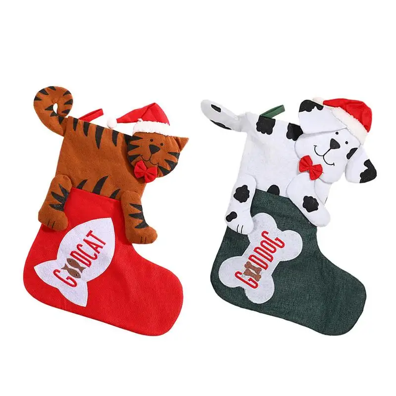 

Christmas Socks Gift Bags Holiday Gift Packing Cotton Polyesyter Socks Packages Christmas Santa Socks Gift Pack For Decoration