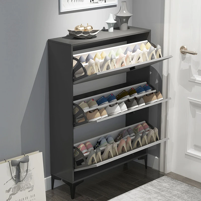 Современная стойка для обуви с выдвижными ящиками сборная вертикальная