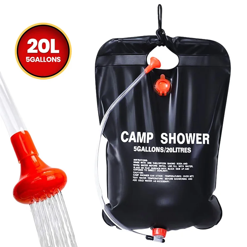 

Outdoor Camping Bath Bag 20L Large-Capacity Sports Water Bag Switch Hose Pvc Material Portable Water Storage Picnic Supplies
