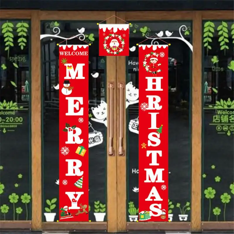 

1set Christmas Decorations For Home Christmas Couplet Banner Door Porch Hanging Flags Christmas Door Couplets DIY Decor
