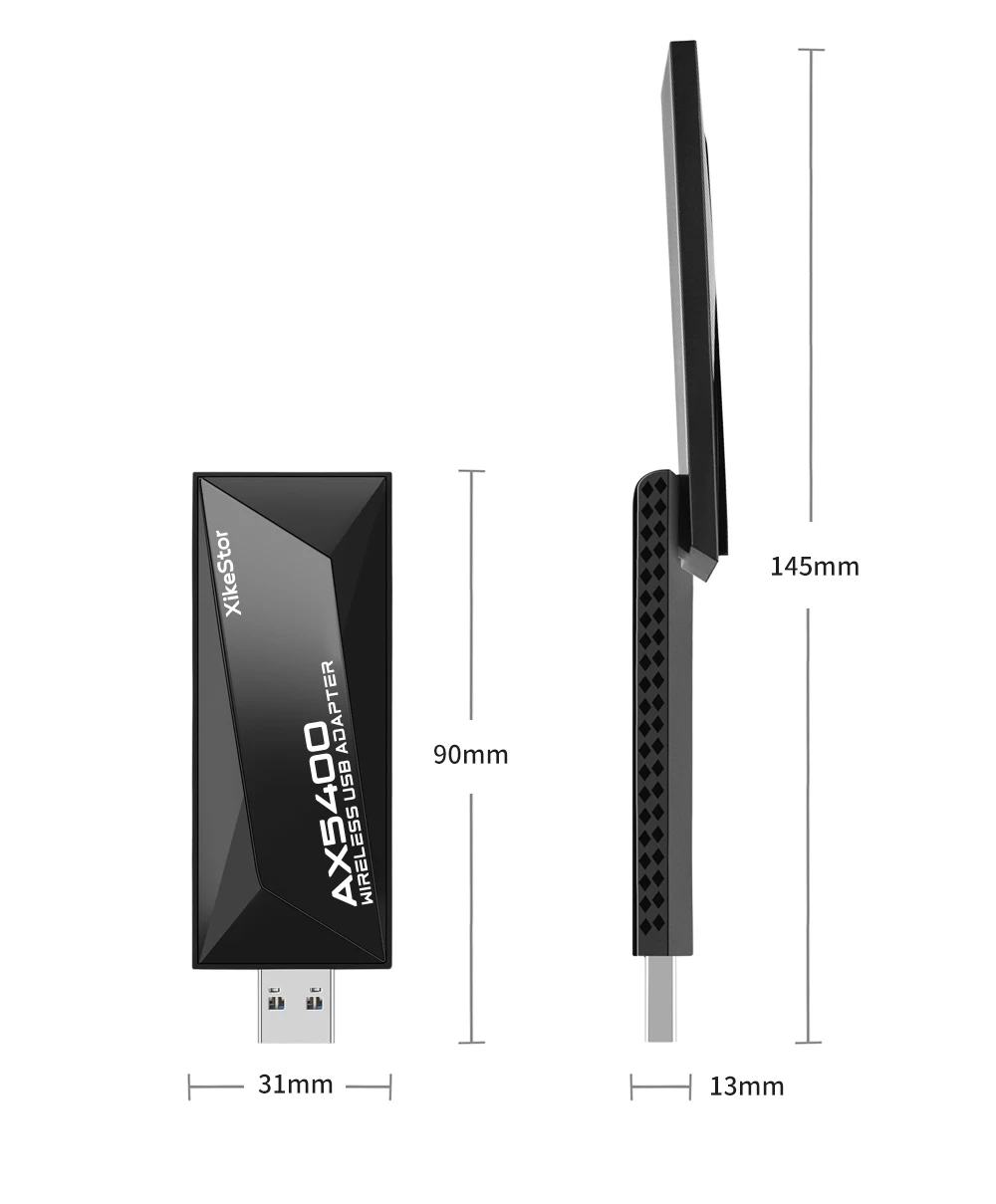 Фото USB-адаптер XikeStor WiFi 6E для игр, трехдиапазонный беспроводной донгл 6 ГГц, антенна с высоким коэффициентом усиления, низкая задержка, Plug & Play для Windows №2