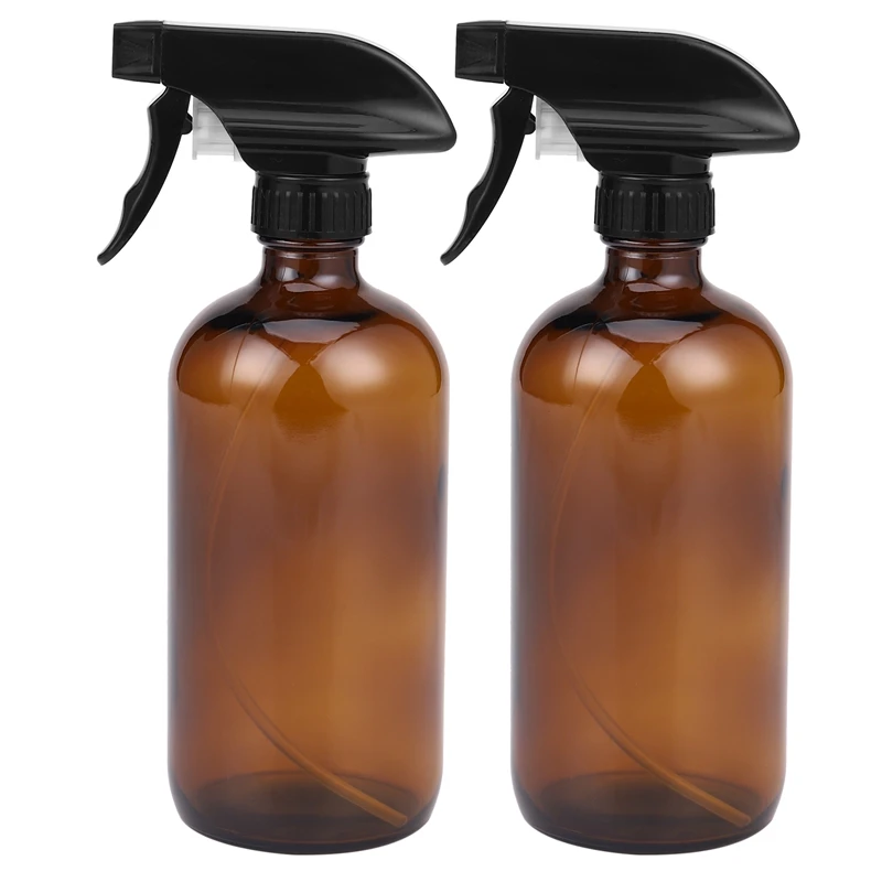 

Empty Amber Glass Spray Bottles with Labels (2 Pack) - Refillable Container for Essential Oils, Cleaning Products, or Aromathera