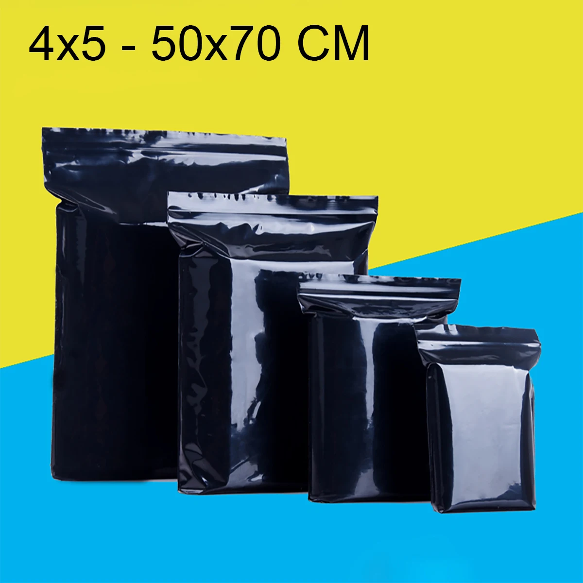 

100Pcs 4x5-50x70cm Black Thickened Opaque Ziplock Storage Packaging Bags Resealable Self Seal Zipper Packing Pouches