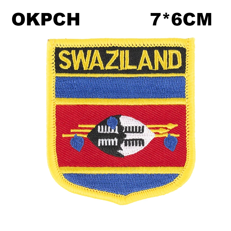 

Swaziland Flag Shield Shape Iron on Embroidery Patches Saw on Transfer Patches Sewing Applications for Clothes Back Pack Cap