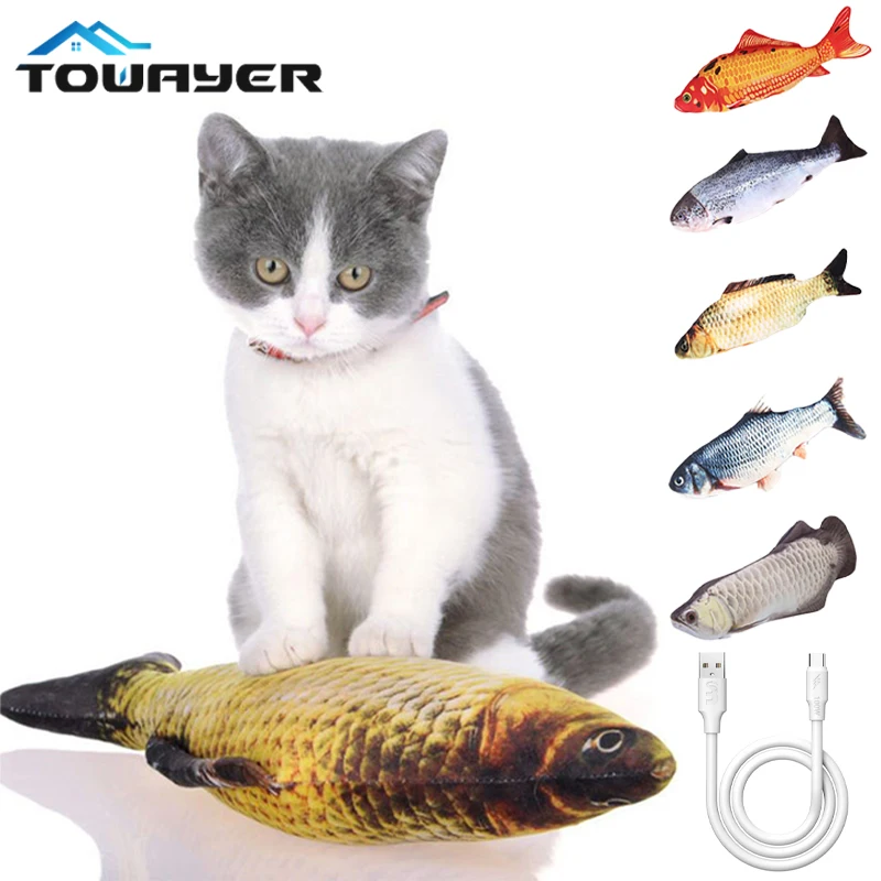 

Fish-shaped cat toy pet electric USB charging 3D simulation fish catnip toy funny cat chewing and interactive cat and dog toy