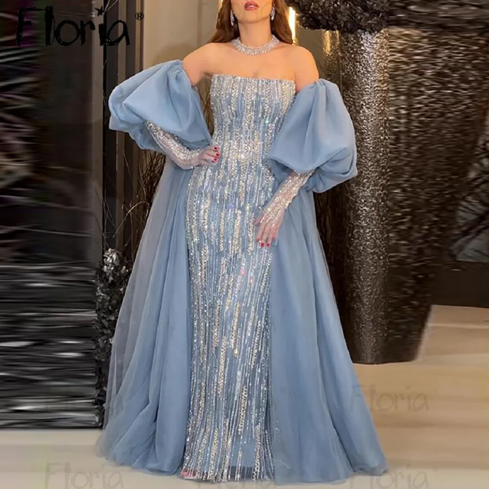 

Вечернее платье с блестящими бусинами и рукавами-фонариками, женское вечернее платье Дубая 2023, Индивидуальные Свадебные платья для вечеринок, арабские вечерние платья, женское