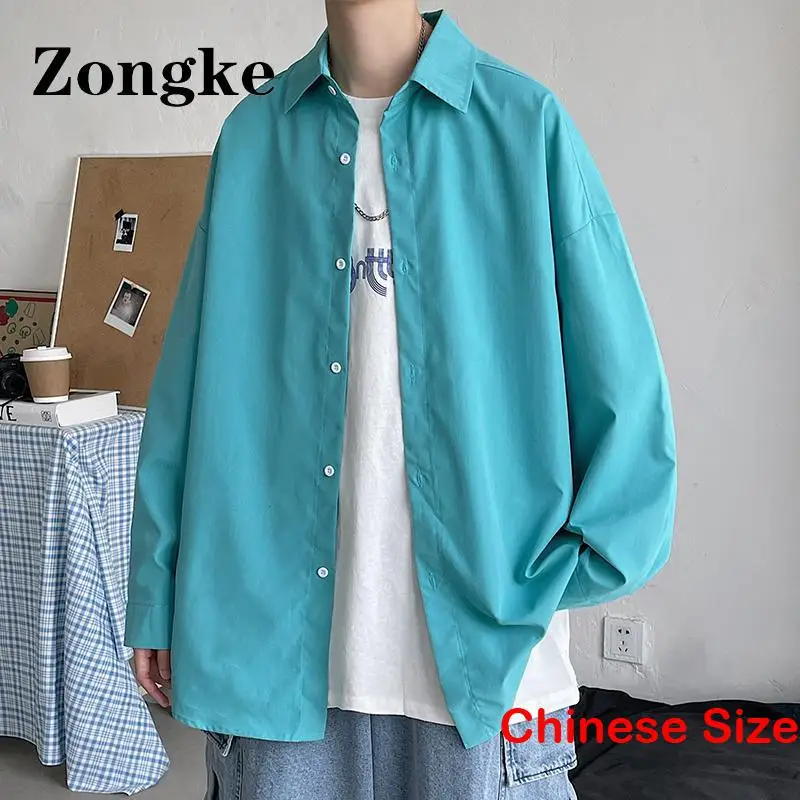 

Zongke Solid Casual Black Shirt For Men Fashion Harajuku Men Shirts Long Sleeve Chinese Size 5XL 2023 Spring New Arrivals