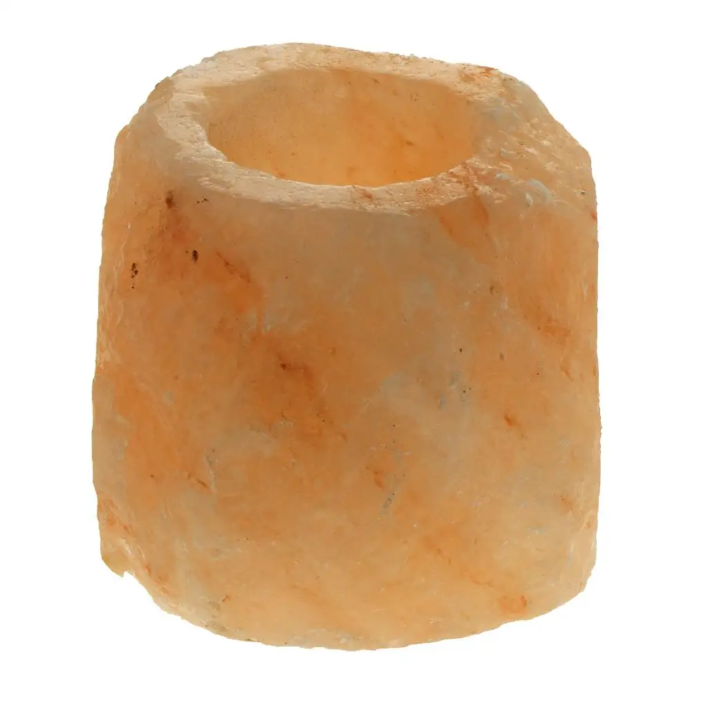 Rock Salt Candlestick Orange Natural Mineral Tea Light Holder