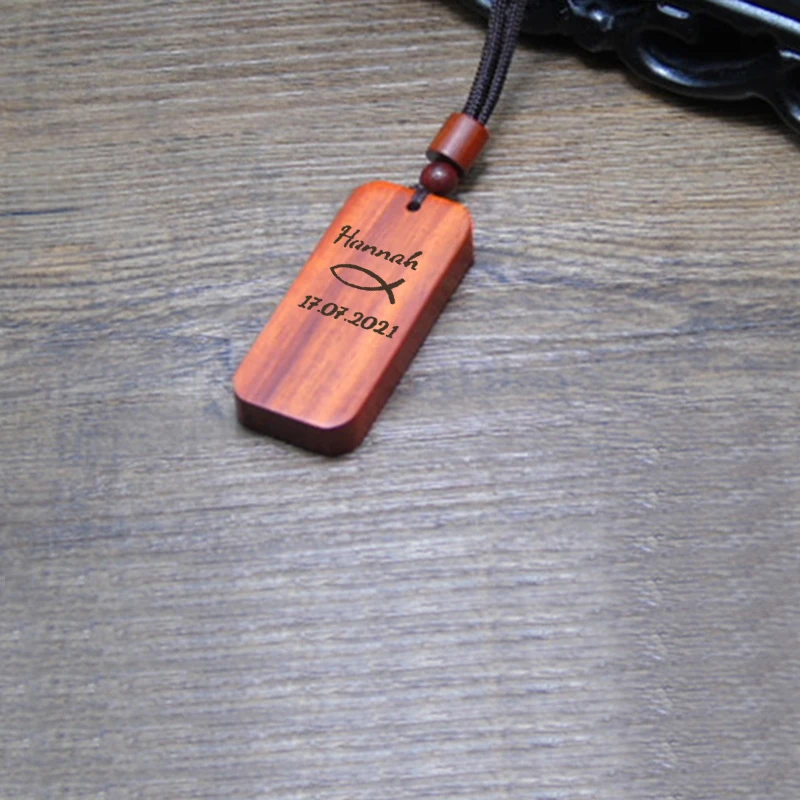 

Pendant Made of Wood Personalized with Coordinates Name Date Wooden Decoration Engraving Letters Necklace Name Wooden M