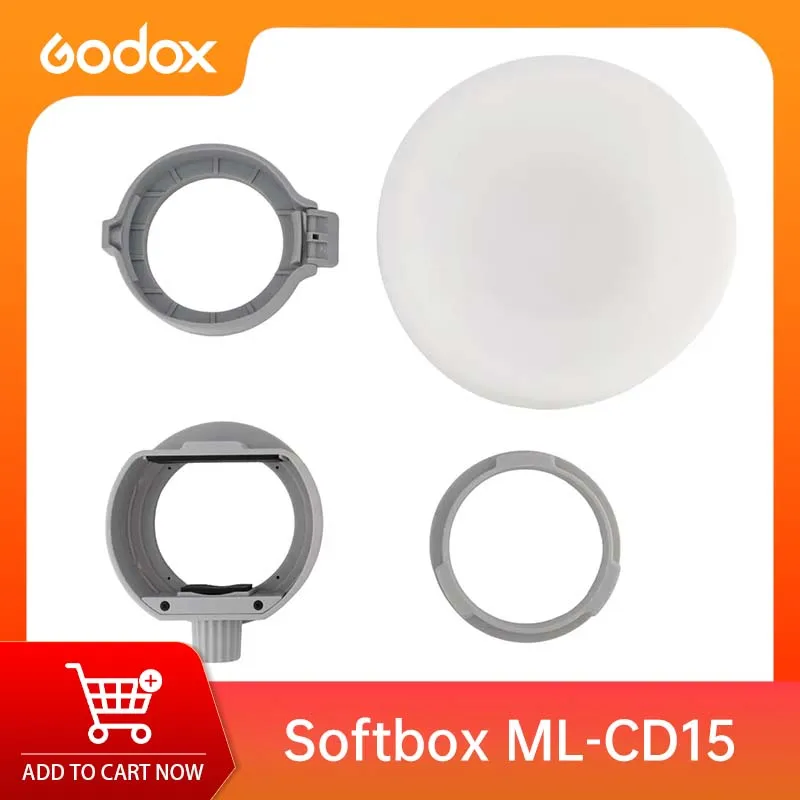 Фото Силиконовый диффузор-купол Godox ML-CD15 360° °   Всенаправленный складной софтбокс-диффузор с 3 адаптерами для V1 AD100Pro AD200Pro №1