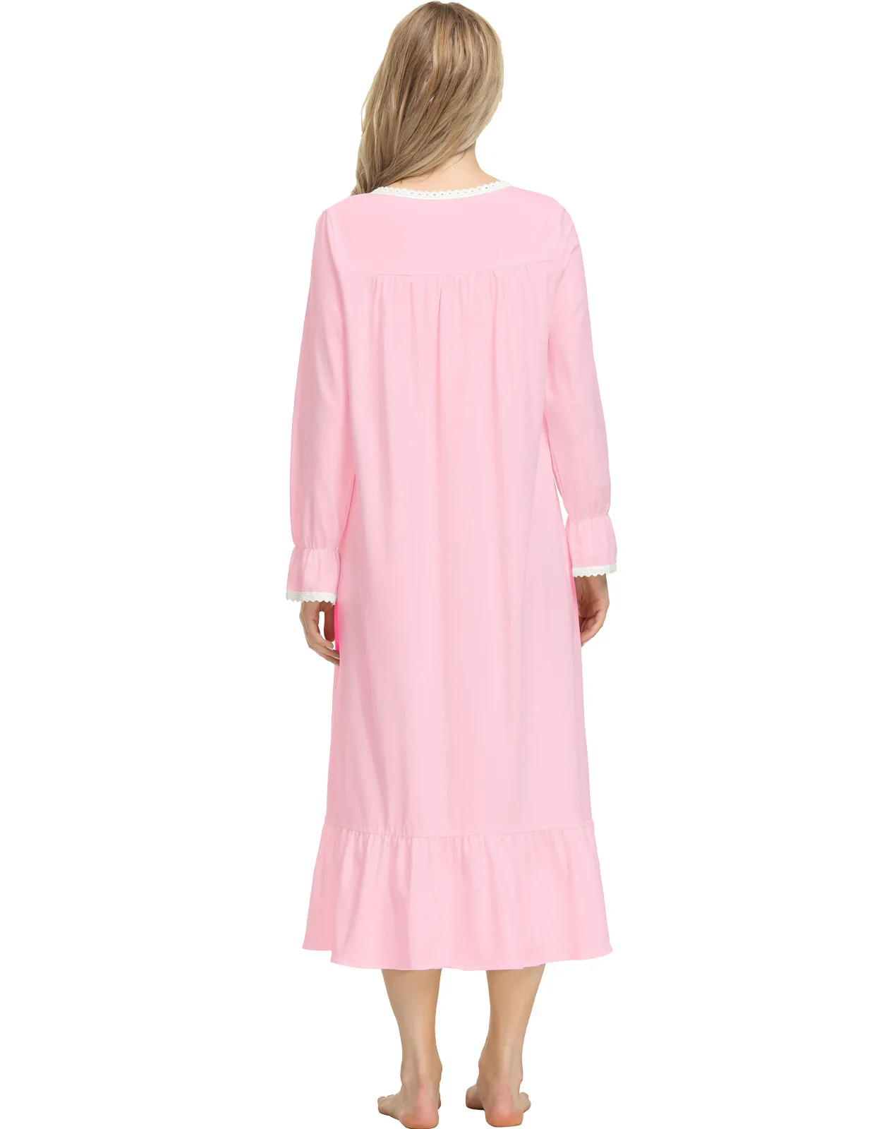 Amazon 2023 Spring and Summer Lace Women's Clothing New Cotton Home Service Long-sleeved Swing Dress Pajamas