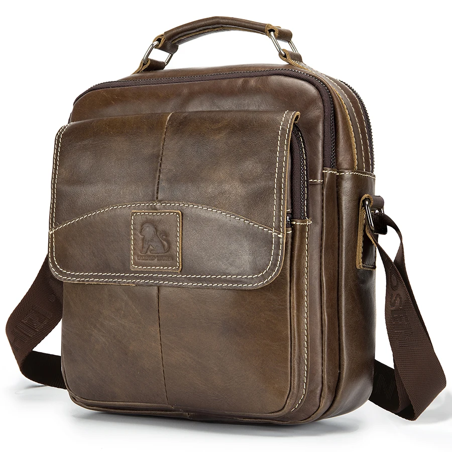 Handbag for Men Genuine Leather Shoulder Bag Vintage Crossbody Bag Cowhide Messenger Bag Male Business Handbag Top-handle Tote
