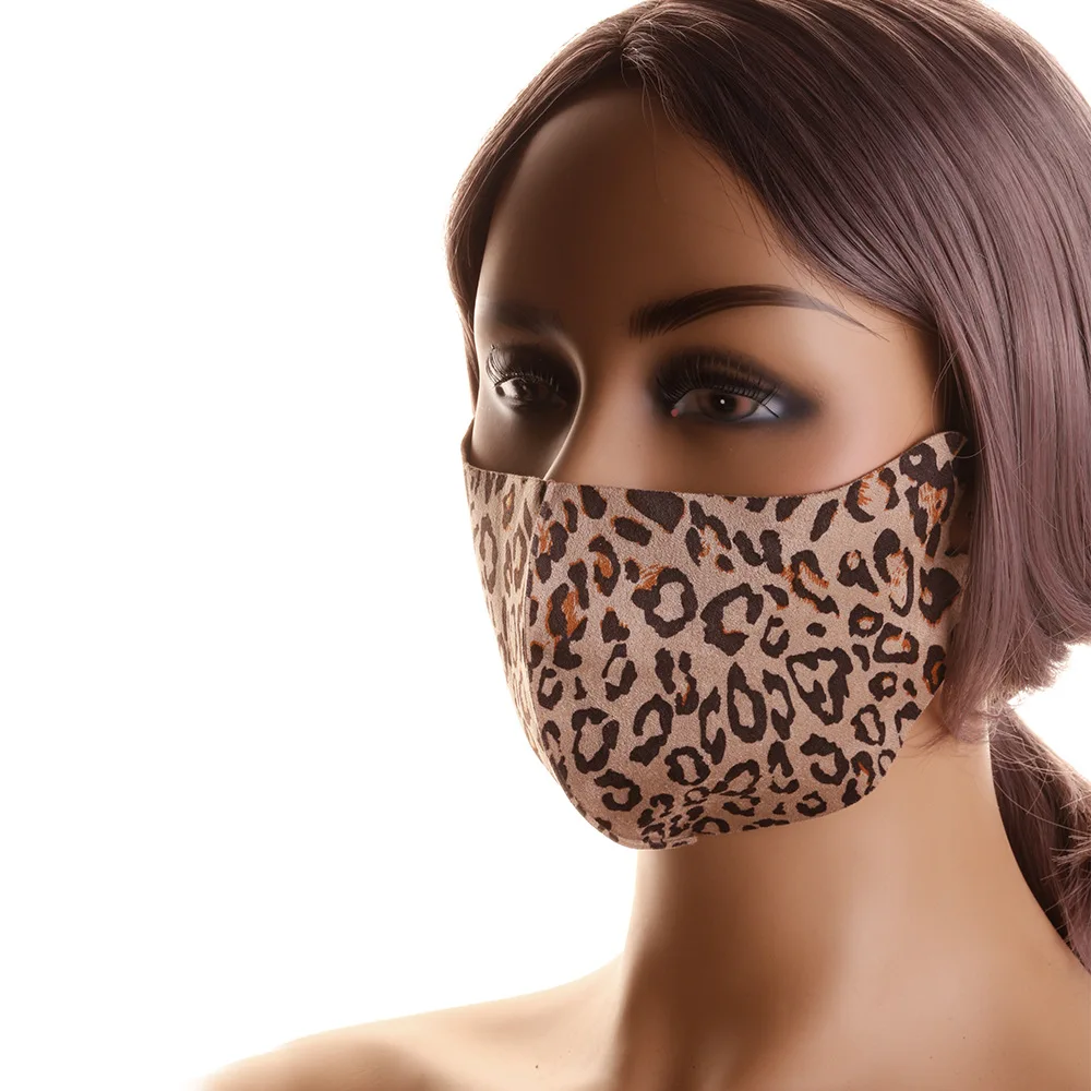 

Adult Leopard Print Adjustable Protect Dust-proof Face Mask Men Women Masken Washable Reusable Non-Woven Breathable Masque