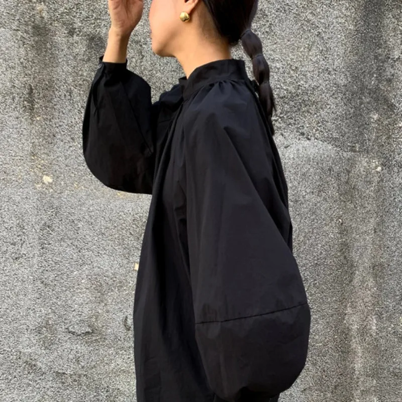 Рубашки и блузки с вырезами на спине со стоячим воротником шнуровке женская