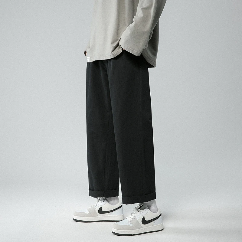 

Legible Men's Pants Retro Ankle Length Casual Cotton Pant Male Elastic Waist Loose Pant Man