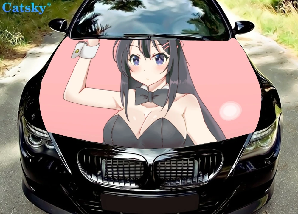 

Автомобильные напольные коврики Mai Sakurajima Peeker, Виниловая наклейка на капот, полноцветная графическая наклейка