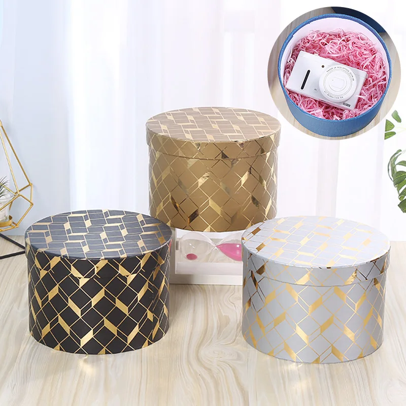 

Large Gift Packaging Box Round Cardboard Boxes Marble Candy Jewelry Bridesmaid High-End Gift Boxes Wedding Party Floristics Pack