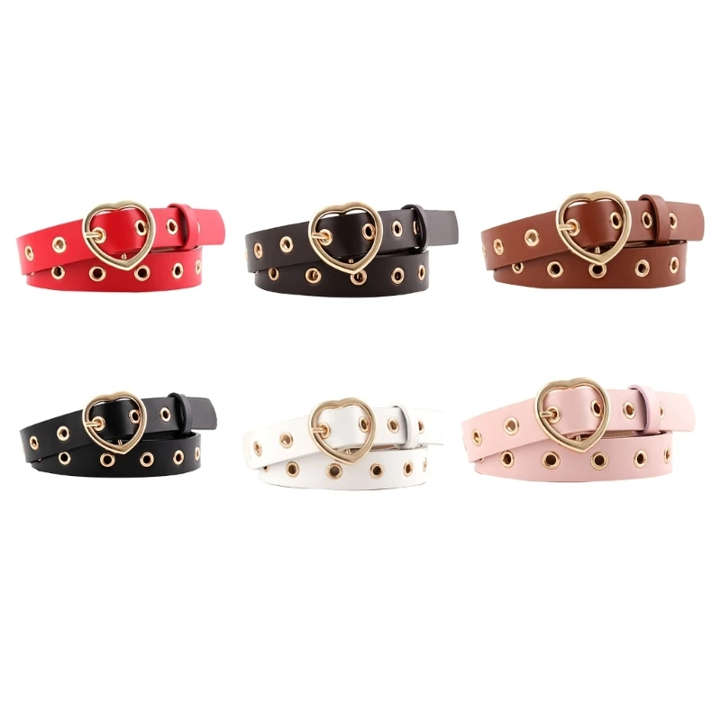 

Teens School Rock Bands PU Belt Jean Waistband Rock and Roll Vintage Buckle Hear