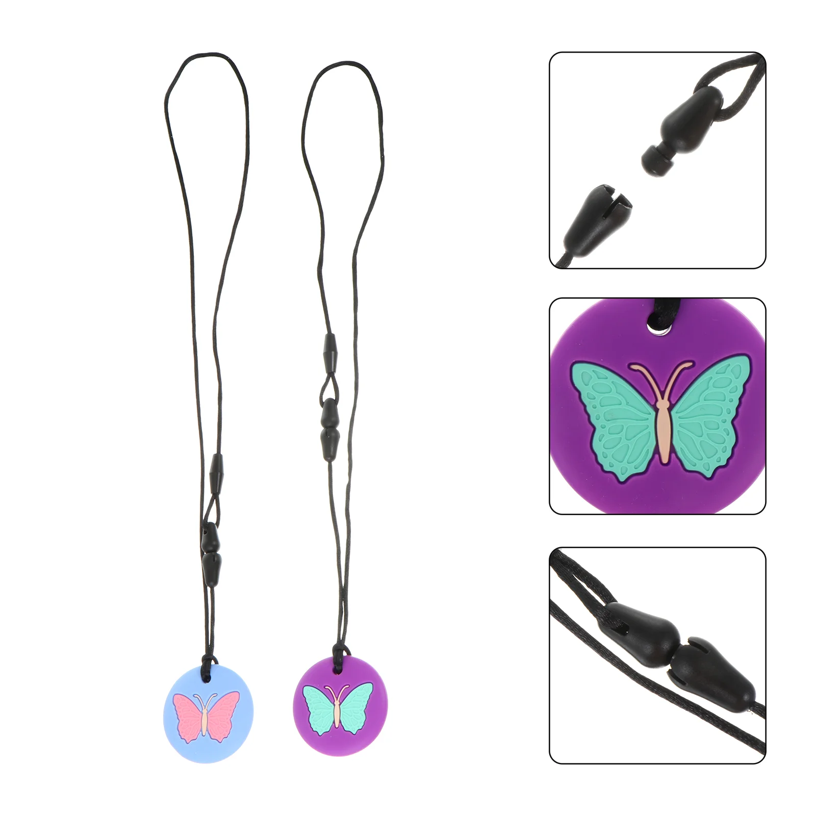 

2pcs Chew Silicone Nursing Necklace Chew Toys Chew Pendant for Infant Newborn Shower Gifts