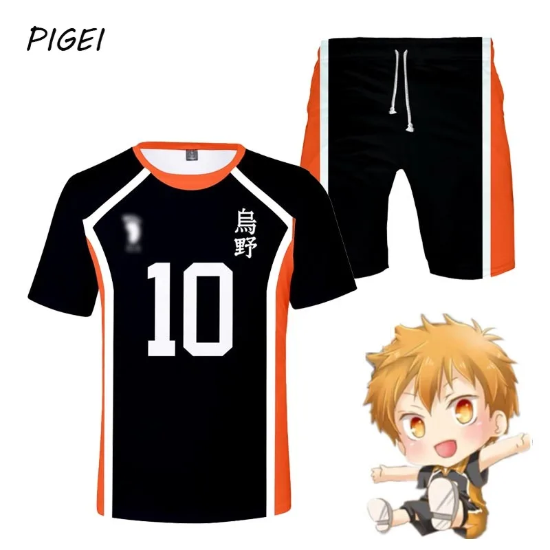 

Haikyuu!! Costumes Hinata Shoyo T-shirt Shorts Mens Karasuno High School Volleyball Uniforms Yu Nishinoya Sweatpants tops