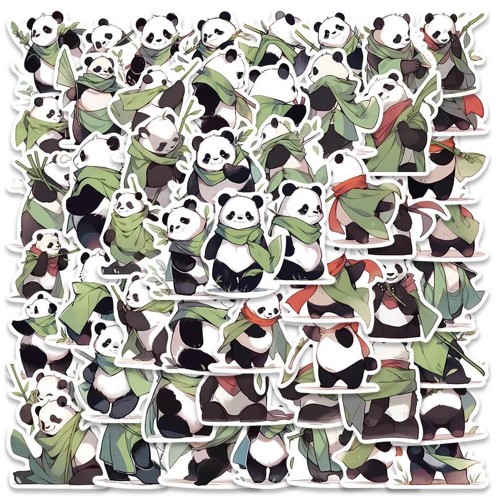 

10/54pcs Cartoon Master Panda Animal Stickers For Laptop Guitar Phone Luggage Decor Waterproof Graffiti Bicycle Car Vinyl Decals