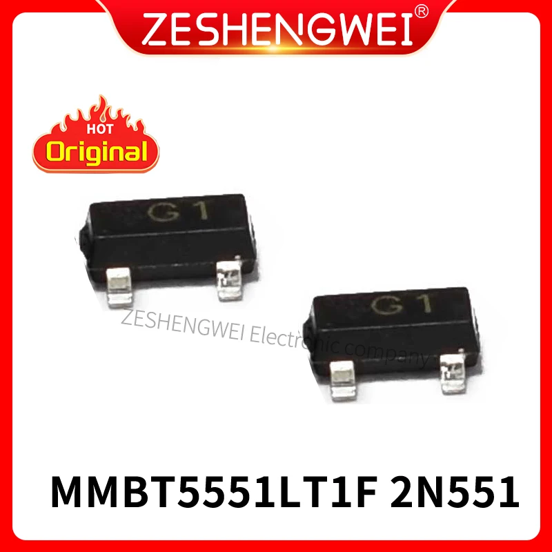 

100PCS MMBT5551LT1G MMBT5551 SOT-23 2N5551 SMD NPN High-voltage Transistor