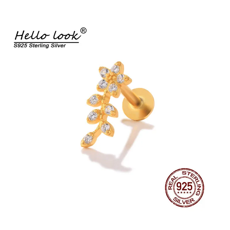 

HelloLook Helix Ear Cartilage Studs Labret Piercing 925 Sterling Silver Septum Piercing Nails Cochlear Tragus Earring Jewelry