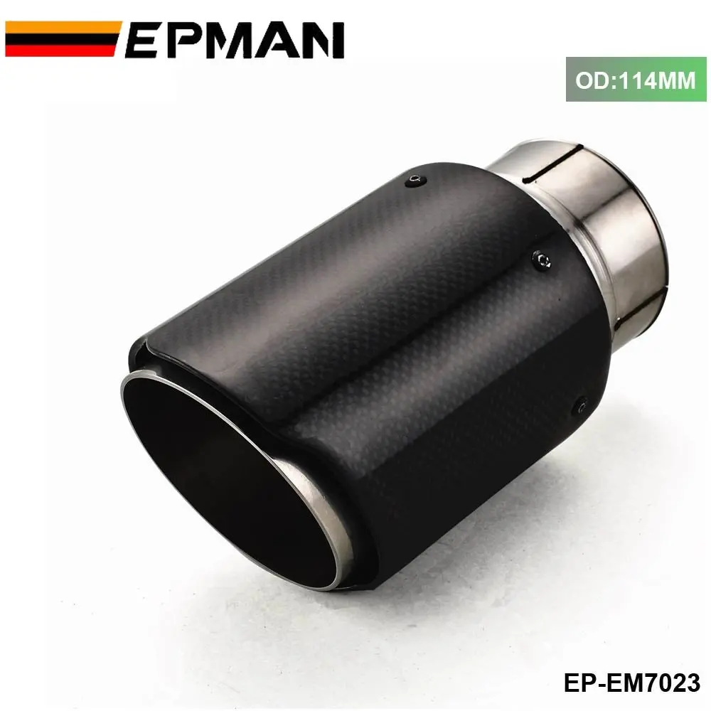 

1Pcs ID 2.5'' 63mm OD:114MM Universal Carbon Fiber Exhaust Tail End Tips Muffler Pipe EP-EM7023-114